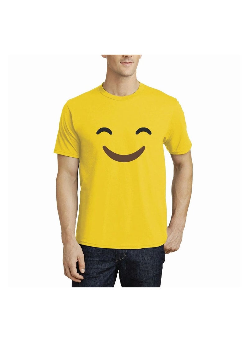 PRINTSHOP4ME - Adult Yellow Smiley Face T-Shirt Unisex Round Neck Short Sleeve Cotton T-Shirt-Soft And Comfortable Tshirt - Image 1