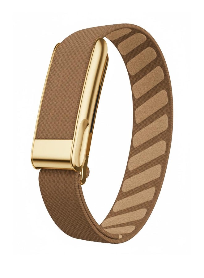 Comfortable Super Knit Replacement Wrist Band For WHOOP 5.0 Heart Rate Monitor, Soft Nylon Replacement WristBand with Stainless Steel U Shape (Brown, Gold MG) - Image 1