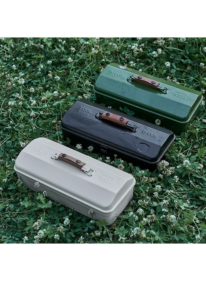 Black Portable Outdoor Tool Storage Box for Camping Picnics Metal Toolbox - Image 2