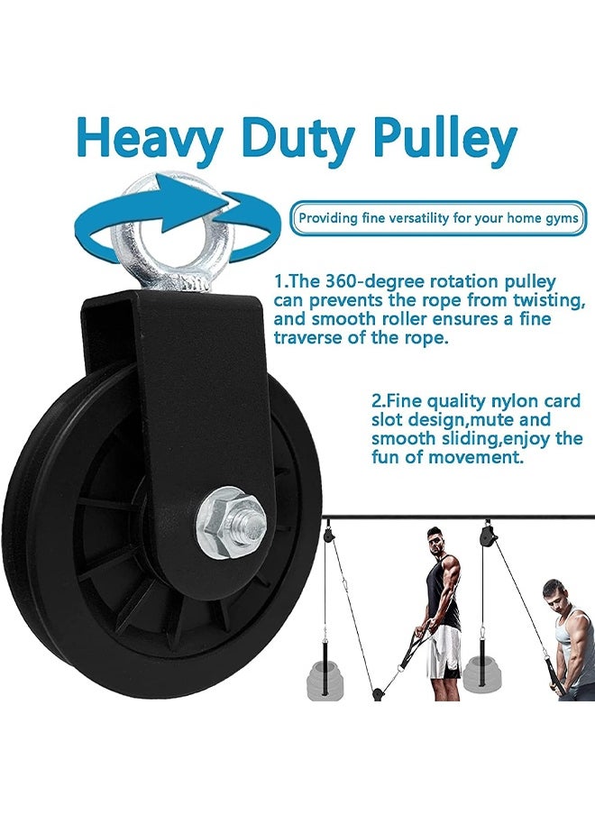 UNUNS Cable Pulley,90mm Gym Pulley Wheel With Hanging Strap And Carabiner, 360° Rotating Silent Pulley,Stainless Steel Cable Pulley For LAT Pulley System,Gym Equipment,DIY Home Projects,Lifting Blocks  - Image 3