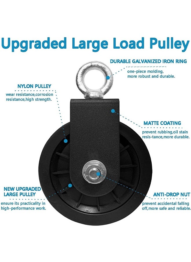 UNUNS Cable Pulley,90mm Gym Pulley Wheel With Hanging Strap And Carabiner, 360° Rotating Silent Pulley,Stainless Steel Cable Pulley For LAT Pulley System,Gym Equipment,DIY Home Projects,Lifting Blocks  - Image 2