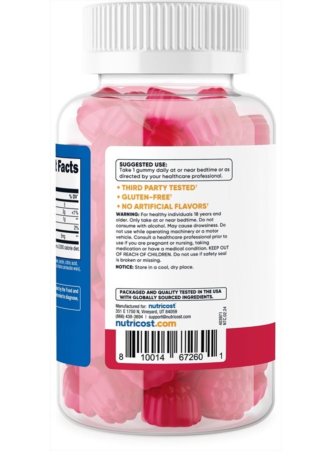 Nutricost Melatonin 5mg, 180 Gummies, Strawberry Flavored - Gluten Free, Non-GMO, No Corn Syrup - Image 4
