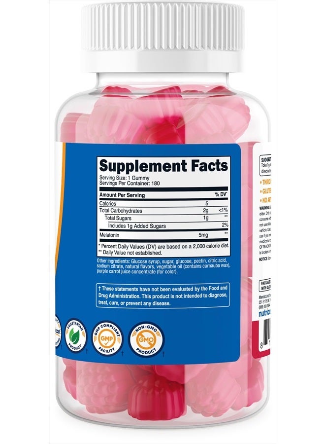 Nutricost Melatonin 5mg, 180 Gummies, Strawberry Flavored - Gluten Free, Non-GMO, No Corn Syrup - Image 5