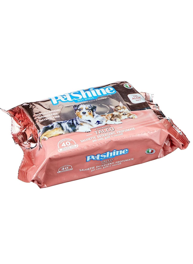 PetShine - Wet Wipes Talco Fragrance 30x20 cm 40 Count - Image 1