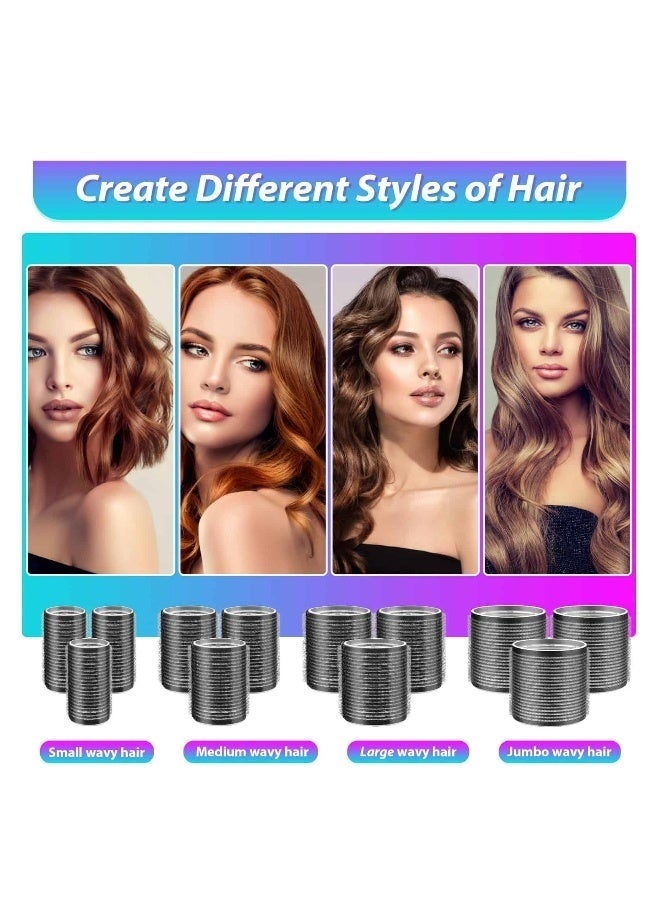 Bukela Rollers Hair Curlers 50 Pcs Set with 24Pcs Hair Rollers 4 Sizes (6 Jumbo Rollers/6 Large Rollers/6 Medium Rollers/6 Small Rollers) / 1 comb and 24 Pcs Hair Clips for Long Medium Short Hai - Image 3