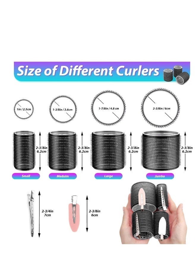 Bukela Rollers Hair Curlers 50 Pcs Set with 24Pcs Hair Rollers 4 Sizes (6 Jumbo Rollers/6 Large Rollers/6 Medium Rollers/6 Small Rollers) / 1 comb and 24 Pcs Hair Clips for Long Medium Short Hai - Image 4