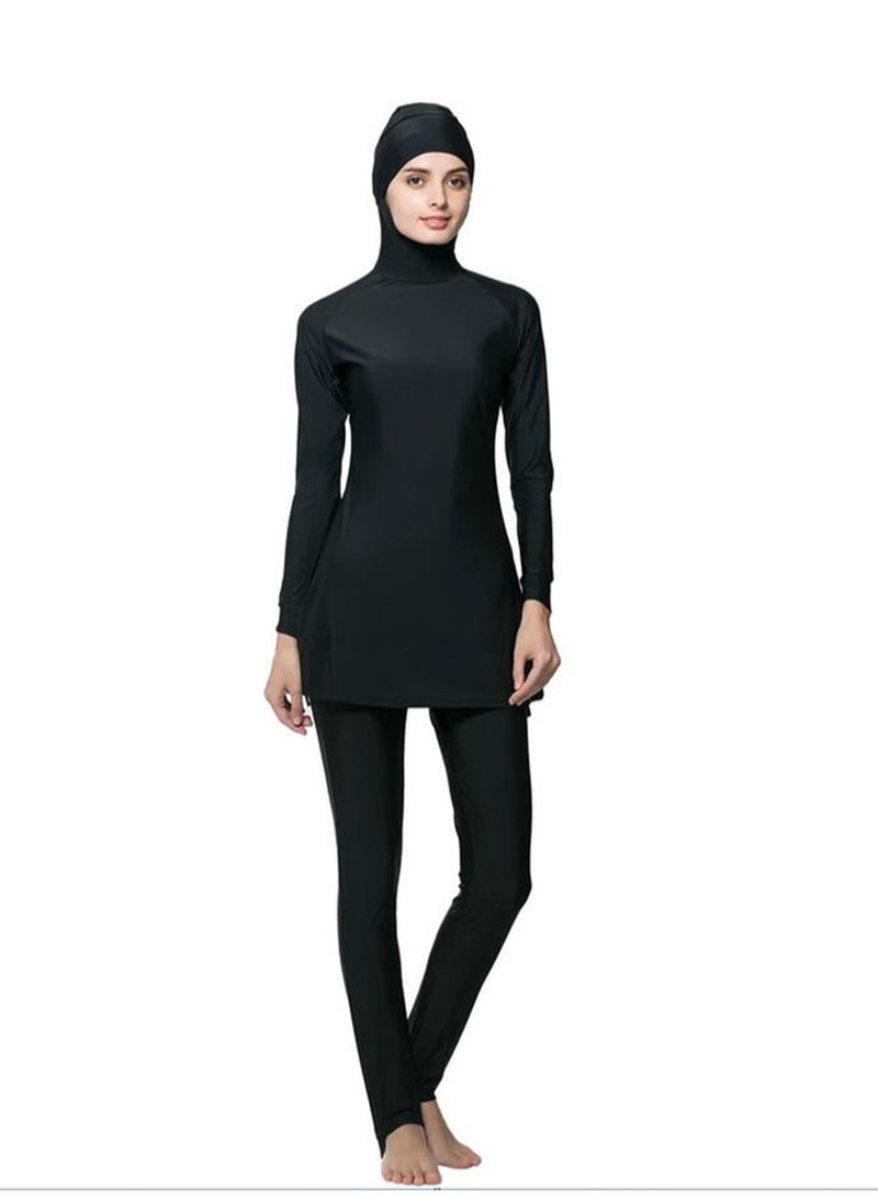 Generic Women Modest Muslim Swimwear Full Coverage Women Burkini Swimsuits 3-Piece Set Islamic Long Sleeve Hijab Top Swim Pants ?Bathing Suit Full Cover Swimsuit Solid Color - Image 1