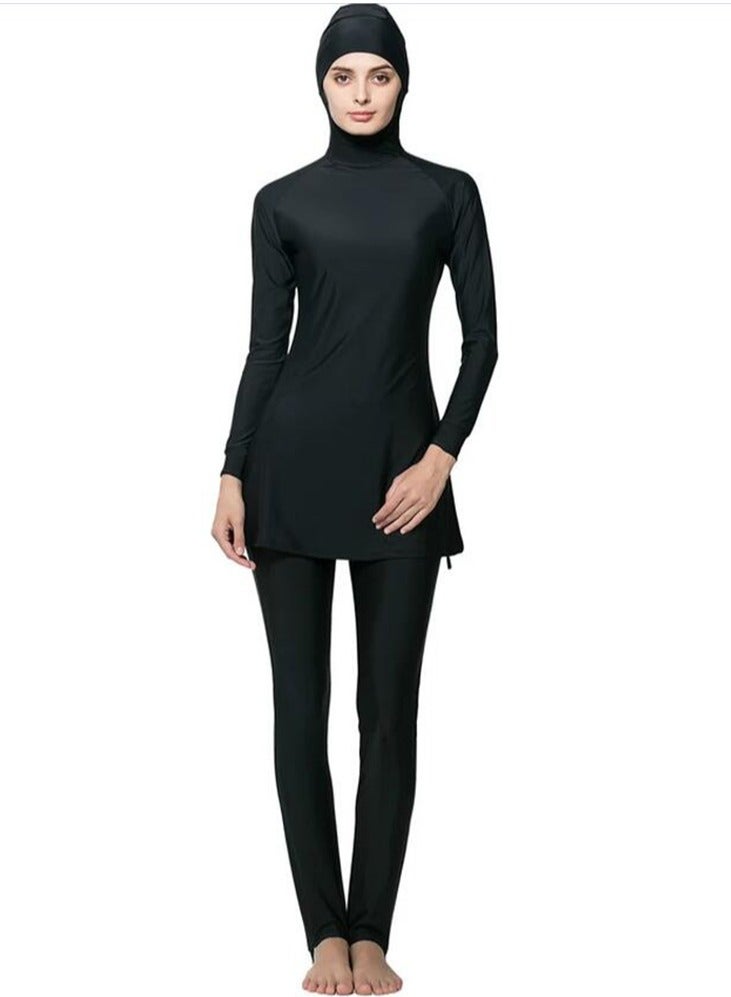 Generic Women Modest Muslim Swimwear Full Coverage Women Burkini Swimsuits 3-Piece Set Islamic Long Sleeve Hijab Top Swim Pants ?Bathing Suit Full Cover Swimsuit Solid Color - Image 2
