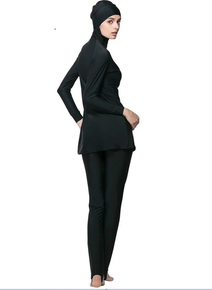 Generic Women Modest Muslim Swimwear Full Coverage Women Burkini Swimsuits 3-Piece Set Islamic Long Sleeve Hijab Top Swim Pants ?Bathing Suit Full Cover Swimsuit Solid Color - Image 4