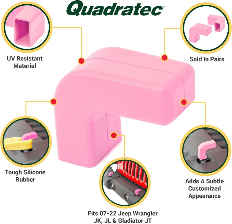 Quadratec Factory Bumper Tow Hook Covers, Set of 2, Pink - Fits Jeep Wrangler JK, JL, Gladiator JT 2007-2023 - Image 5