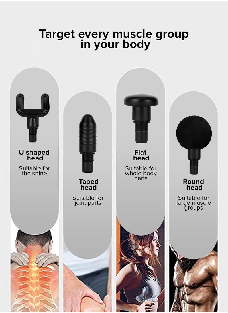 GEEPAS - Rechargeable 4 In 1  Massager With 60 Min. Working Time, 1200 mAH Battery, 6 Massage Intensity Levels, With USB Charging Cord, 4 Massage Heads Round, U-Shaped, Flat & Taper Head - Image 1