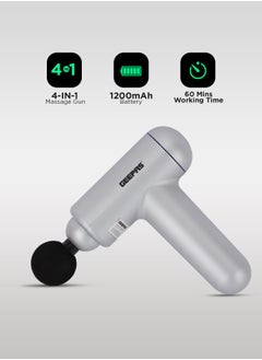 Rechargeable 4 In 1  Massager With 60 Min. Working Time, 1200 mAH Battery, 6 Massage Intensity Levels, With USB Charging Cord, 4 Massage Heads Round, U-Shaped, Flat & Taper Head