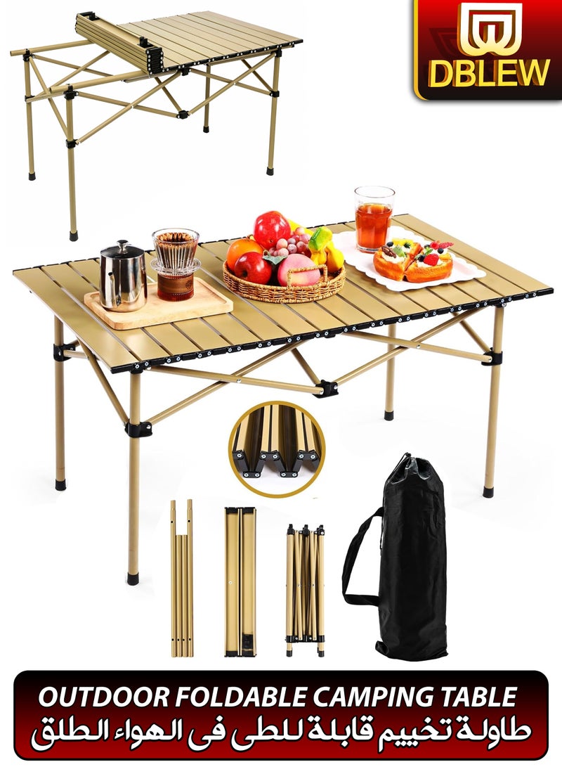 DBLEW Portable Folding Camping Table with Rollable Aluminum Top Lightweight  Compact for Easy Carry Durable Waterproof Design Stable Steel Frame Perfect for Outdoor Adventures Picnics Beach BBQ Hiking Fishing and Travel  90cm x 55cm - Image 1