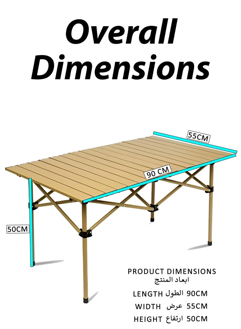 DBLEW Portable Folding Camping Table with Rollable Aluminum Top Lightweight  Compact for Easy Carry Durable Waterproof Design Stable Steel Frame Perfect for Outdoor Adventures Picnics Beach BBQ Hiking Fishing and Travel  90cm x 55cm - Image 4