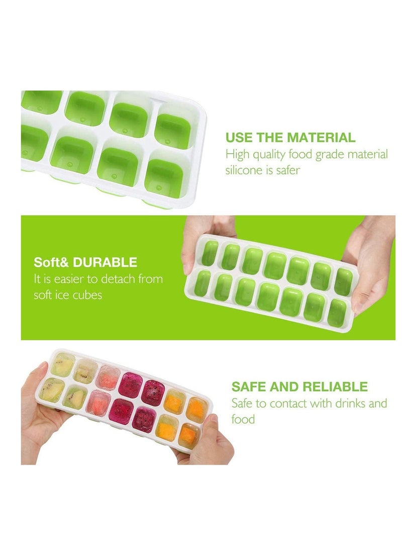 SYOSI Ice Cube Trays 3 Pack Easy-Release and Flexible 14-Ice Trays with Spill-Resistant Removable Lid BPA free Flexable Durable Stackable and Dishwasher Safe - Image 3