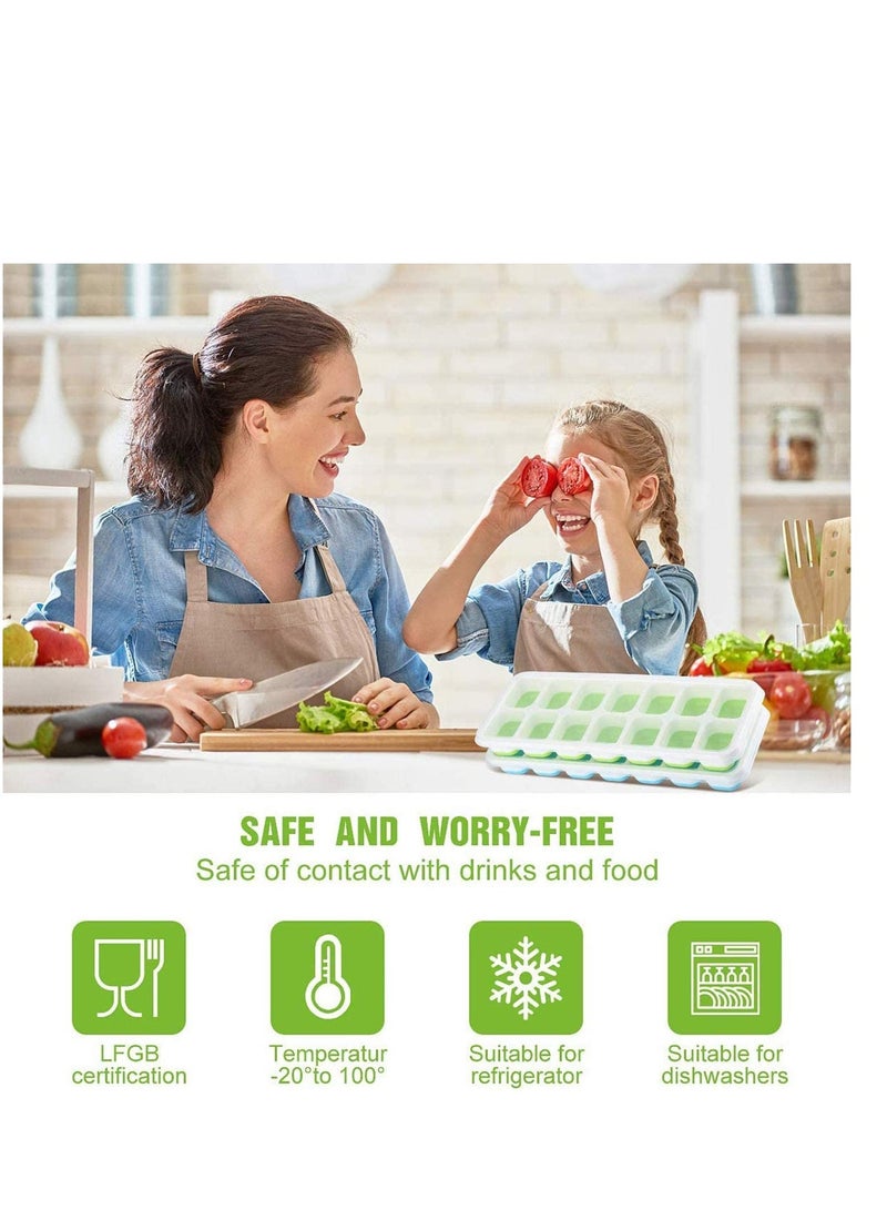 SYOSI Ice Cube Trays 3 Pack Easy-Release and Flexible 14-Ice Trays with Spill-Resistant Removable Lid BPA free Flexable Durable Stackable and Dishwasher Safe - Image 4