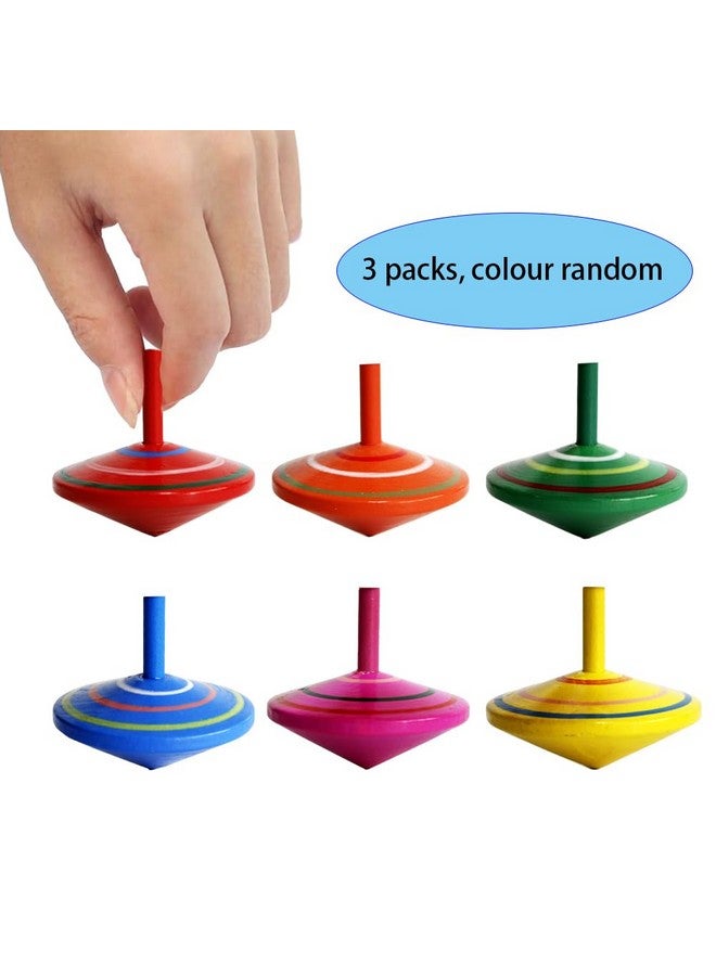 GoodPlay Gyroscope, 3 Pcs/Set Handmade Painted Wood Spinning Tops, Wooden Toys Educational Toys Kindergarten Toys Standard Tops - Image 2