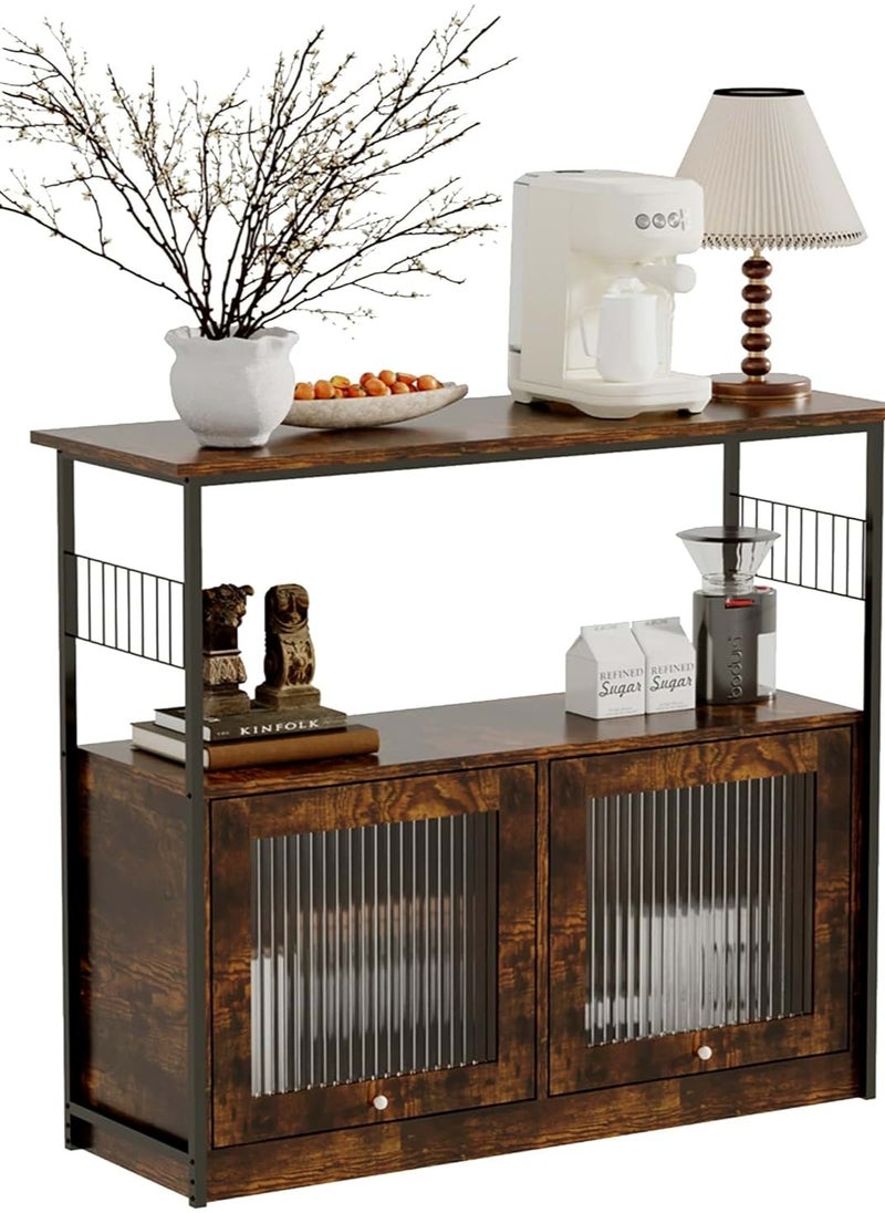 AGD Coffee Corner Cabinet, Sideboard, Large Capacity Buffet Cabinet for Living Room Kitchen Office 100*34.5*85cm  - Image 1