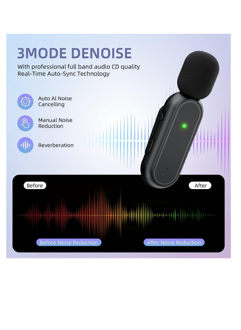 Arabest - Wireless Microphone , 7 Hours Battery Life,Mini Microphone 3 Mode Denoising for Video Recording and Vlog - Image 1