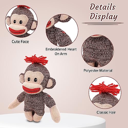 Plushland Adorable Sock Monkey The Original Traditional Hand Knitted Stuffed Animal Toy Giftfor Kids Babies Teens Girls and Boys Baby Doll Present Puppet 6 Inches Curioso - Image 5