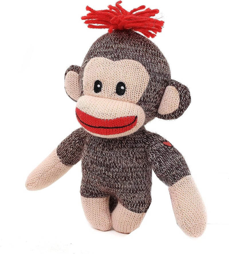 Plushland Adorable Sock Monkey The Original Traditional Hand Knitted Stuffed Animal Toy Giftfor Kids Babies Teens Girls and Boys Baby Doll Present Puppet 6 Inches Curioso - Image 3