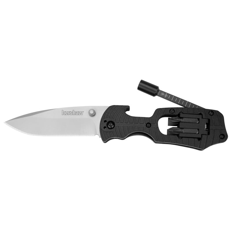 Kershaw Select Fire (1920); Multifunction Pocketknife with 3.4-Inch 8Cr13MoV Stainless Steel Blade, Black Glass-Filled Nylon Handle, 1/4-Inch Hex Drive, 2 Flathead Bits and 2 Crosshead Bits; 5 oz. - Image 2
