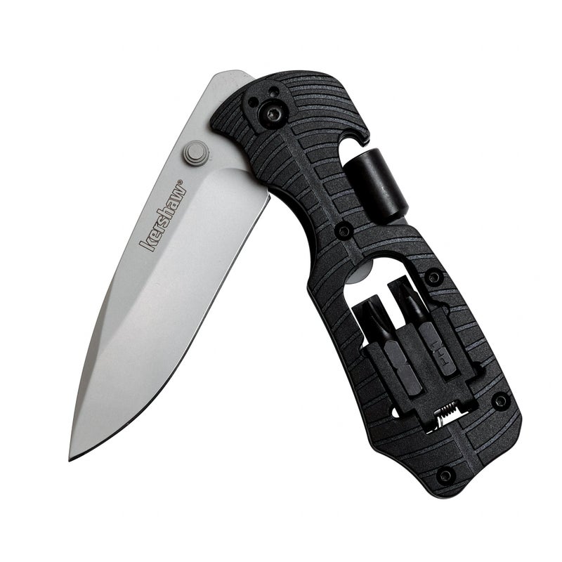 Kershaw Select Fire (1920); Multifunction Pocketknife with 3.4-Inch 8Cr13MoV Stainless Steel Blade, Black Glass-Filled Nylon Handle, 1/4-Inch Hex Drive, 2 Flathead Bits and 2 Crosshead Bits; 5 oz. - Image 1