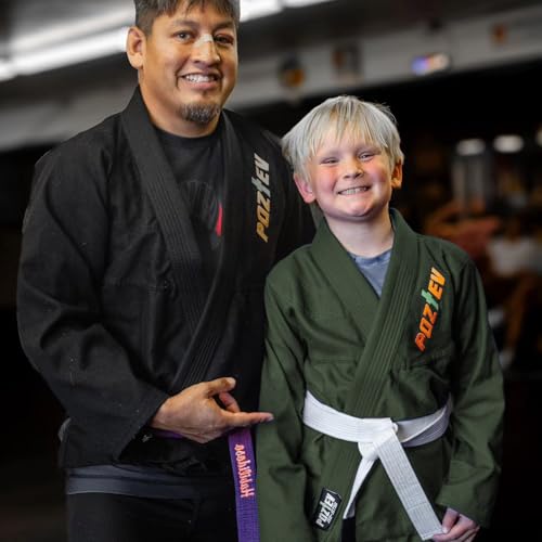 POZTEV Kids Brazilian Jiu Jitsu Gi For Kids BJJ Gi Youth Grappling Kimonos Preshrunk Lightweight Children Martial Arts Training Uniform With Free White Belt (MG,K4) - Image 4