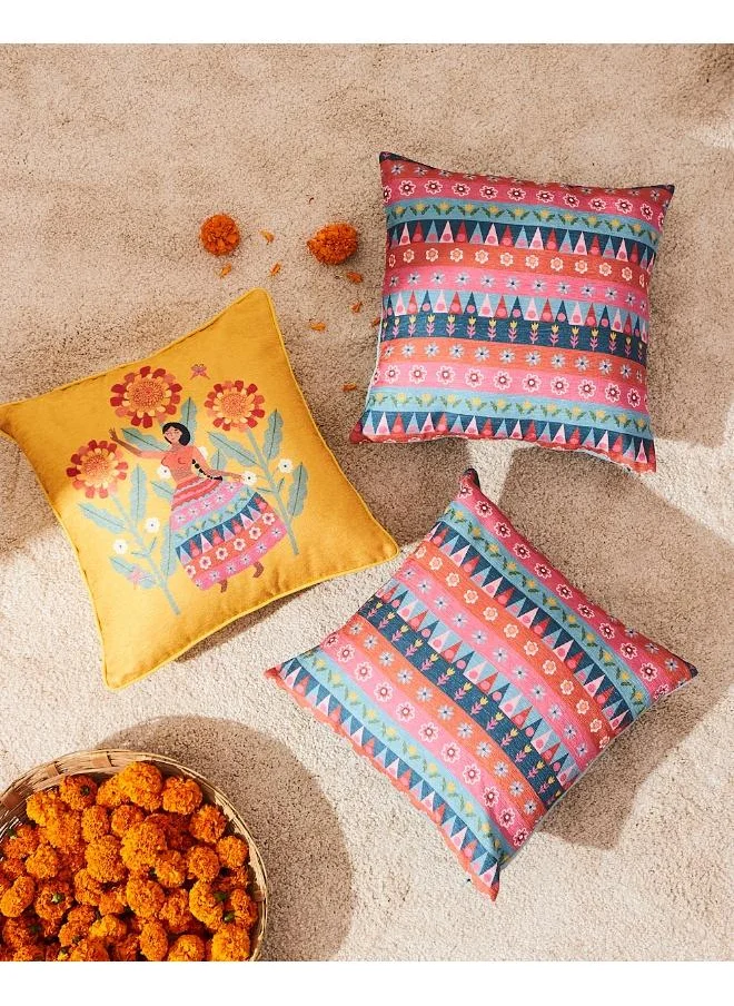 Chumbak Marigold Lady Cushion Cover Set 16" - Set of 3