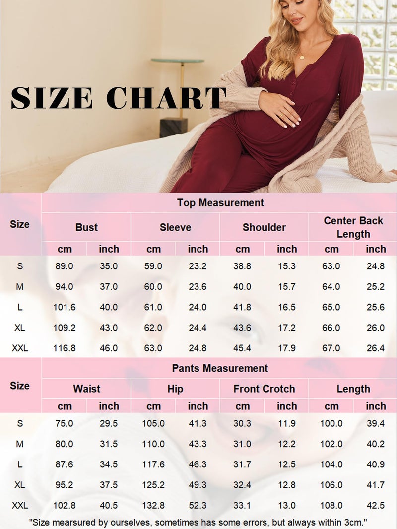 Ekouaer Maternity Nursing Pajama Sets Labor Delivery Pjs Long Sleeve Breastfeeding Pajamas Pregnancy Sleepwear Set Black S - Image 5