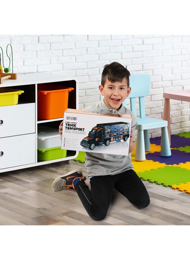 Play22 Semi Truck Toys for Boys Ages 3-5 - 17 in 1 Kids Toys Truck Transport Car Carrier with 6 Cars, 11 Accessories, Birthday Gifts Toys for 3 Year Old Boys, Toddler Boy Toys - Image 2