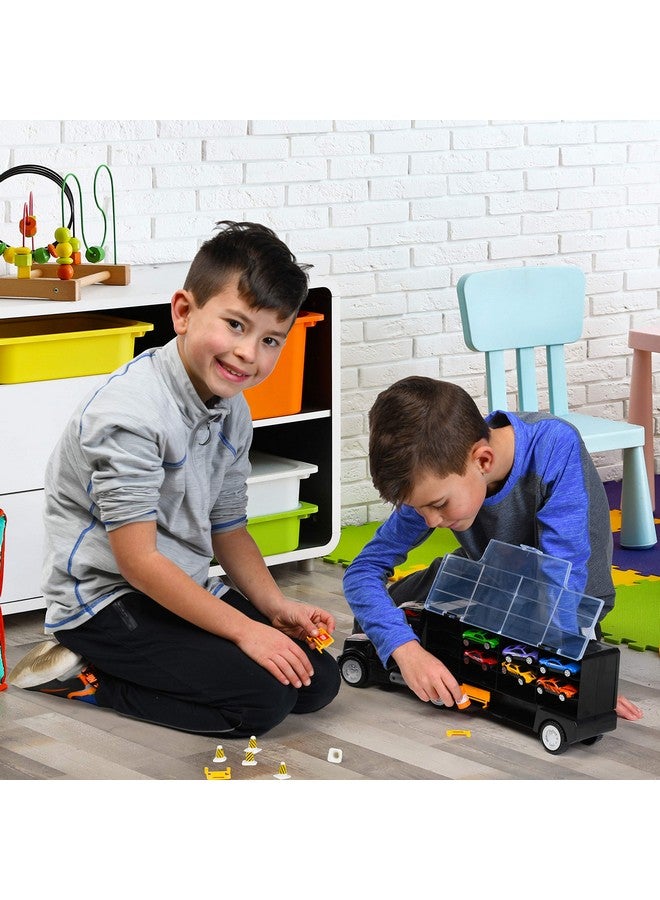 Play22 Semi Truck Toys for Boys Ages 3-5 - 17 in 1 Kids Toys Truck Transport Car Carrier with 6 Cars, 11 Accessories, Birthday Gifts Toys for 3 Year Old Boys, Toddler Boy Toys - Image 3