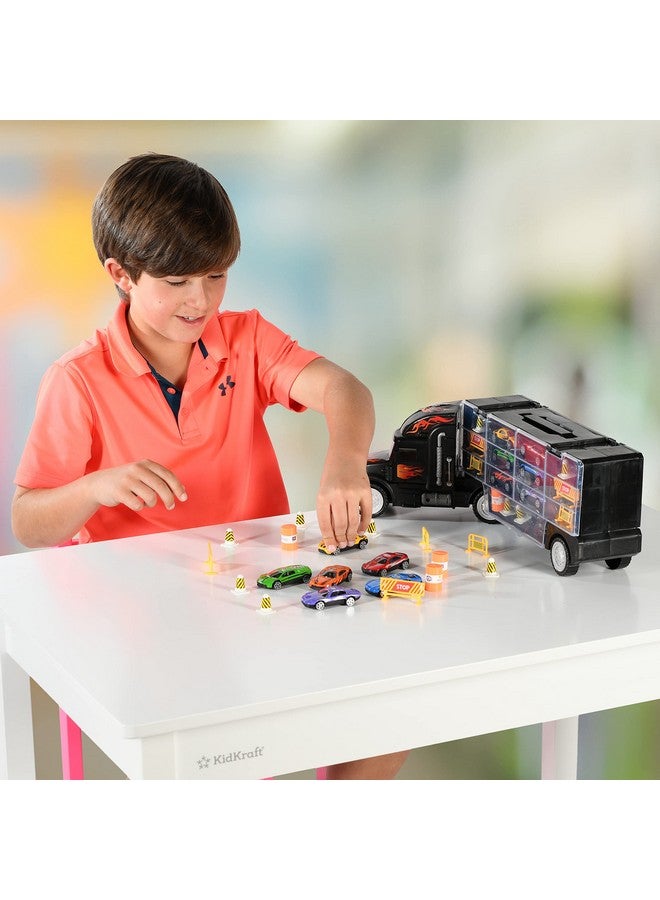 Play22 Semi Truck Toys for Boys Ages 3-5 - 17 in 1 Kids Toys Truck Transport Car Carrier with 6 Cars, 11 Accessories, Birthday Gifts Toys for 3 Year Old Boys, Toddler Boy Toys - Image 5