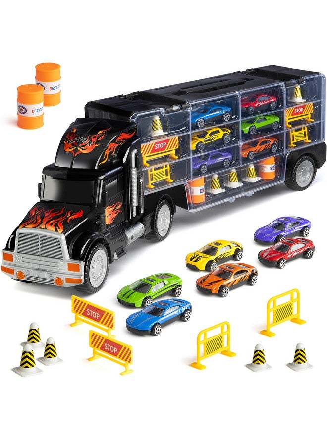 Play22 Semi Truck Toys for Boys Ages 3-5 - 17 in 1 Kids Toys Truck Transport Car Carrier with 6 Cars, 11 Accessories, Birthday Gifts Toys for 3 Year Old Boys, Toddler Boy Toys - Image 1