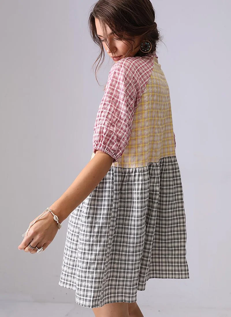 YUNIQEE Red A-Line Shirt Collar Mini Dress