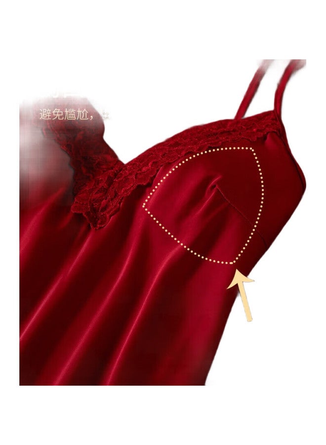 YUZHAOLIN ملابس نوم زفاف، رداء زواج جديد للزوجين، ملابس منزلية جديدة للنساء، حرير صناعي، أحمر فاخر، سنة الأبراج - Image 2