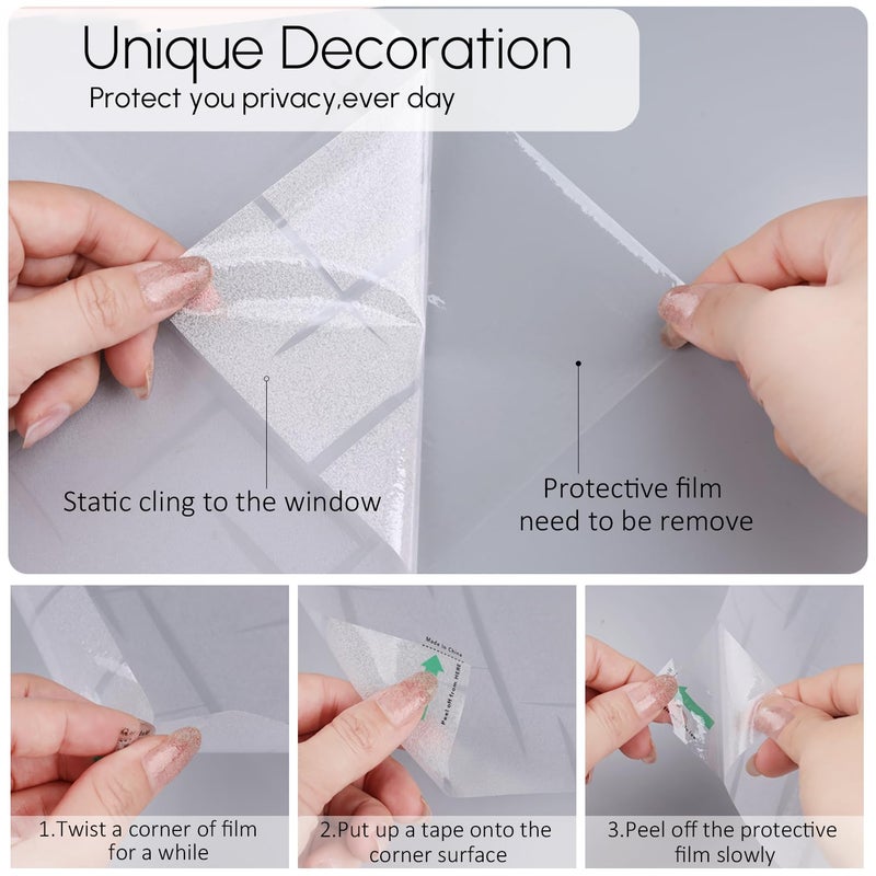 HIDBEA Window Privacy Film, Decorative Staic Cling Frosting Film, Heat Control UV Blocking Non-Adhesive Window Sticker for Home, Cross Pattern,23.6 X 78.7 Inches - Image 4