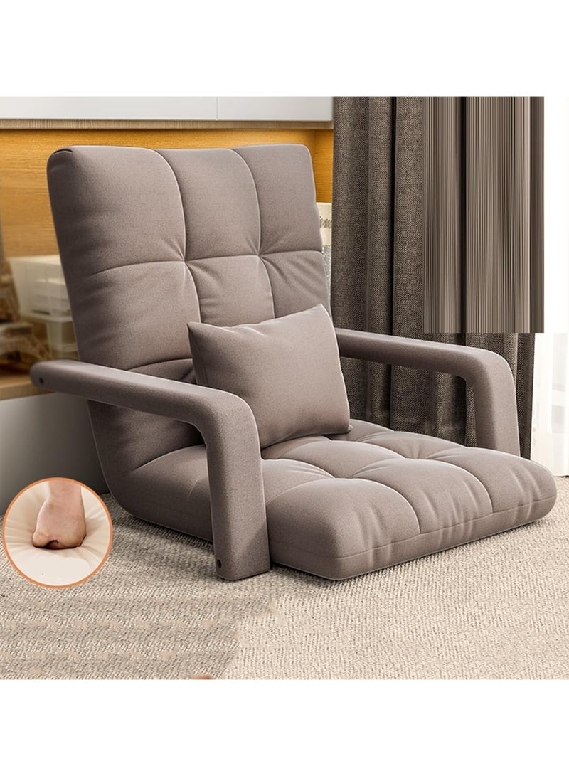 Chaise Lounge Sofa, 5 Angle Adjustment Recliner Chair With Armrests, Folding Floor Lounger With Pillow For Living Room Office - Image 1