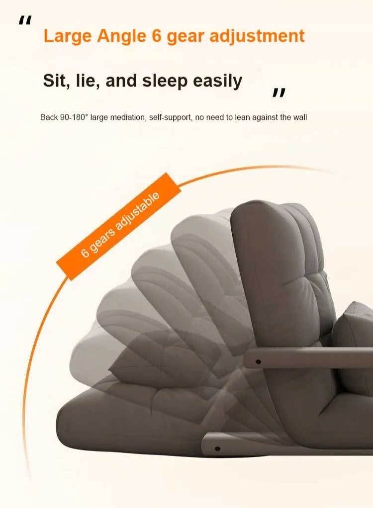 Chaise Lounge Sofa, 5 Angle Adjustment Recliner Chair With Armrests, Folding Floor Lounger With Pillow For Living Room Office - Image 2