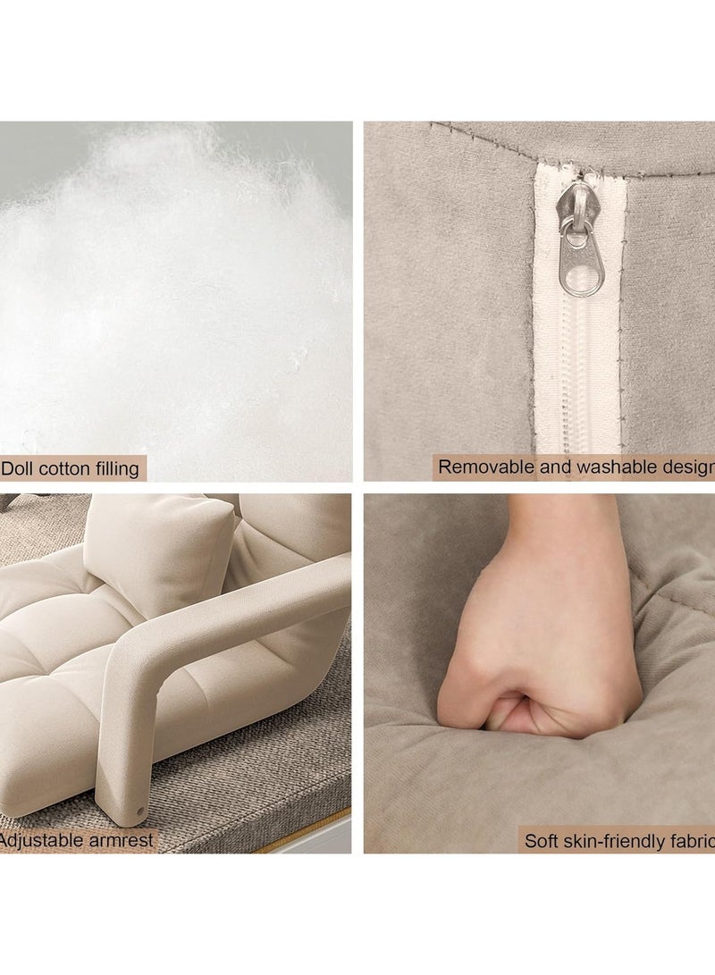 Chaise Lounge Sofa, 5 Angle Adjustment Recliner Chair With Armrests, Folding Floor Lounger With Pillow For Living Room Office - Image 5