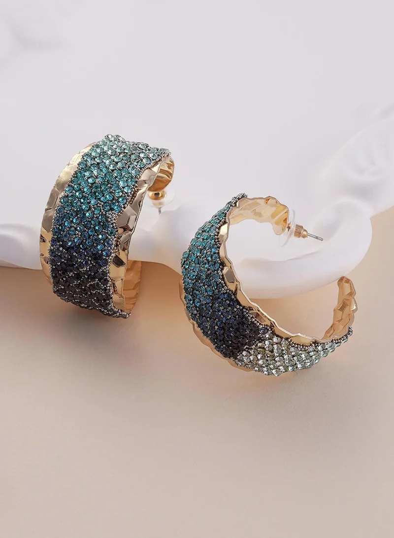 سوهي أقراط نصف دائرية مرصعة بالكريستال والخرز