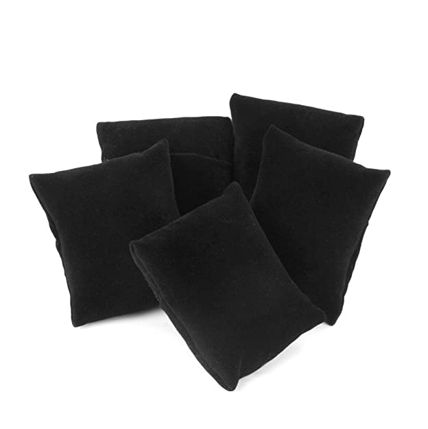 DOOR STEP SHOPPING Small Bracelet Watch Pillow Bangle Cushions for Jewelry Displays, 4x3 inch (6, Black-Velvet) - Image 1
