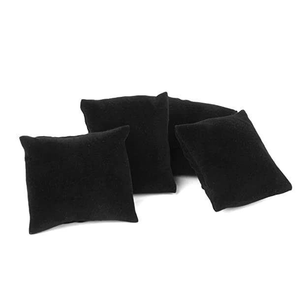 DOOR STEP SHOPPING Small Bracelet Watch Pillow Bangle Cushions for Jewelry Displays, 4x3 inch (6, Black-Velvet) - Image 2