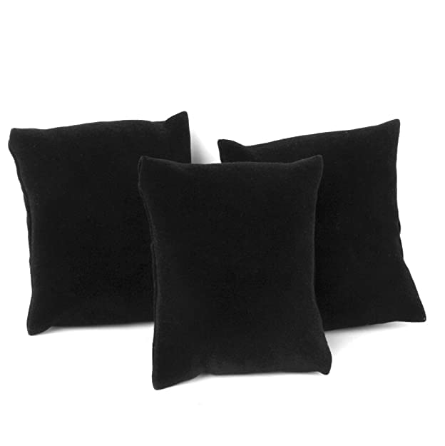 DOOR STEP SHOPPING Small Bracelet Watch Pillow Bangle Cushions for Jewelry Displays, 4x3 inch (6, Black-Velvet) - Image 3