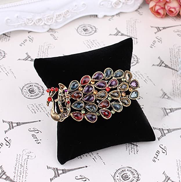 DOOR STEP SHOPPING Small Bracelet Watch Pillow Bangle Cushions for Jewelry Displays, 4x3 inch (6, Black-Velvet) - Image 4
