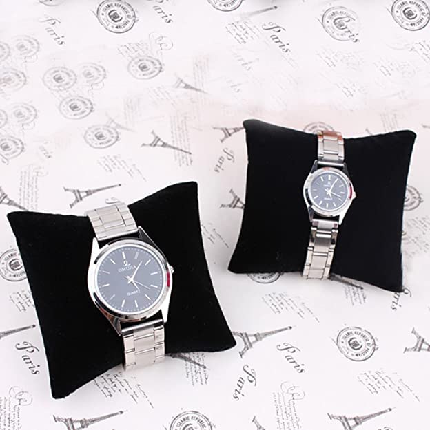 DOOR STEP SHOPPING Small Bracelet Watch Pillow Bangle Cushions for Jewelry Displays, 4x3 inch (6, Black-Velvet) - Image 5