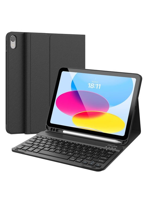 Keyboard Case for iPad 10th Generation 10.9inch - 2022, Detachable Bluetooth Keyboard, Stand Folio Keyboard Cover with Pencil Holder, Rechargeable