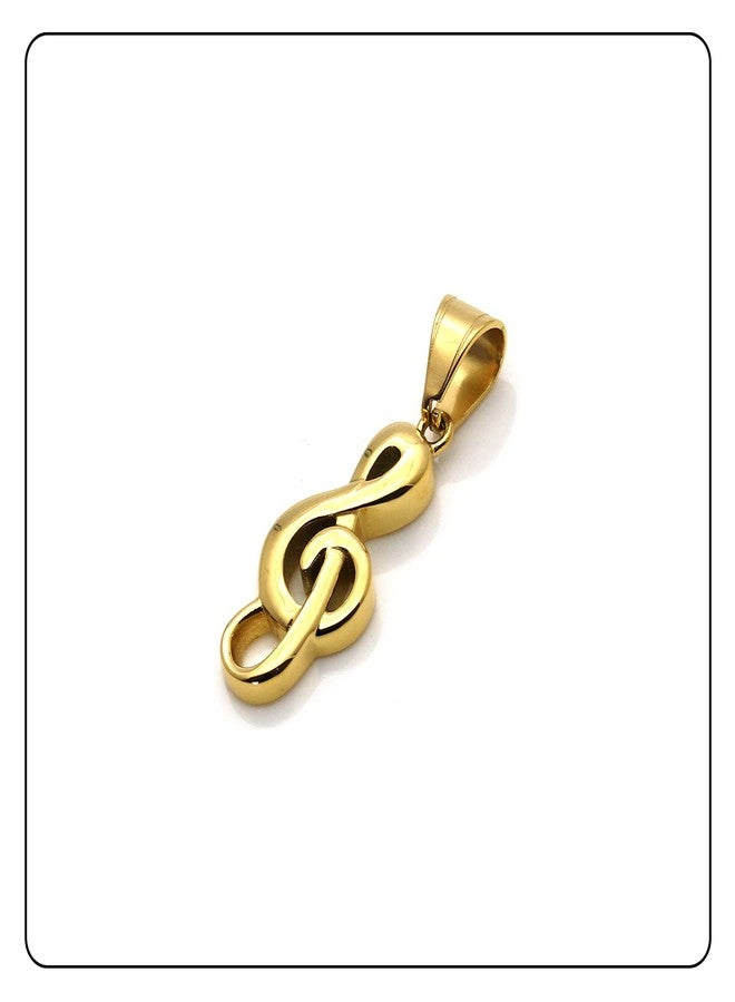 Fusamk Fashion Music Titanium Steel Note Symbol Pendant Charm Necklace(Gold) - Image 5