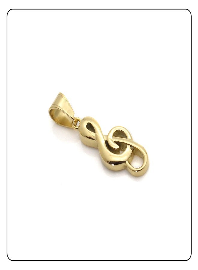 Fusamk Fashion Music Titanium Steel Note Symbol Pendant Charm Necklace(Gold) - Image 3