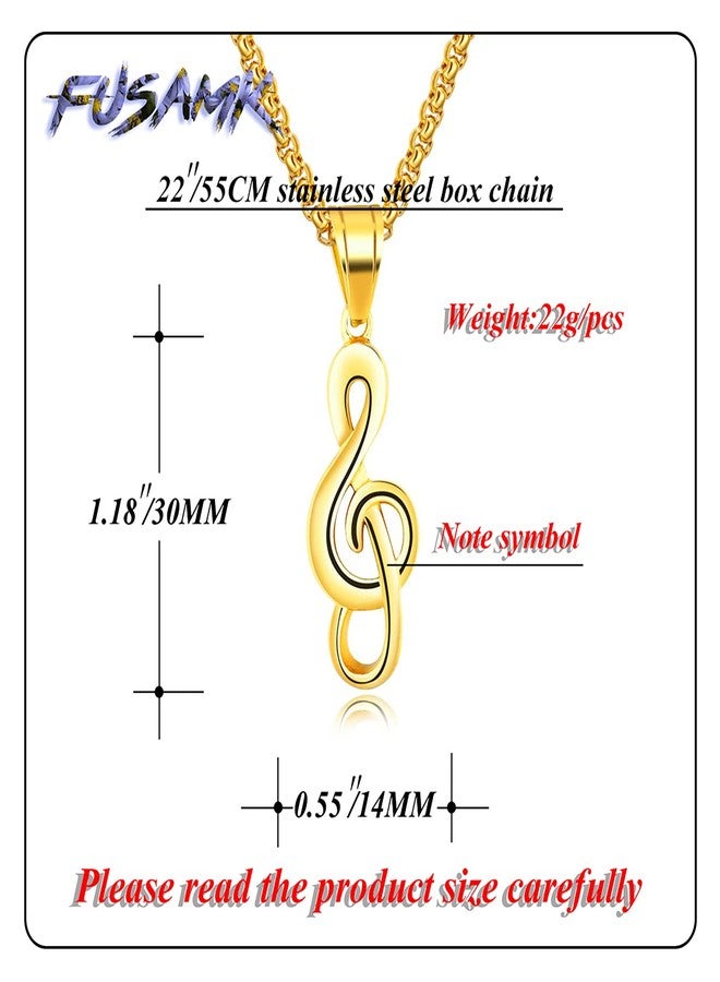 Fusamk Fashion Music Titanium Steel Note Symbol Pendant Charm Necklace(Gold) - Image 2